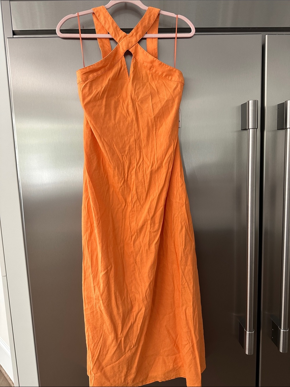 INC International Concepts Orange Gameday Cross-Back Maxi Dress